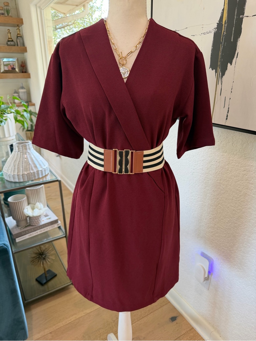 bobeau Tunic Burgundy Dress Size Small Professional/Workwear Feminine